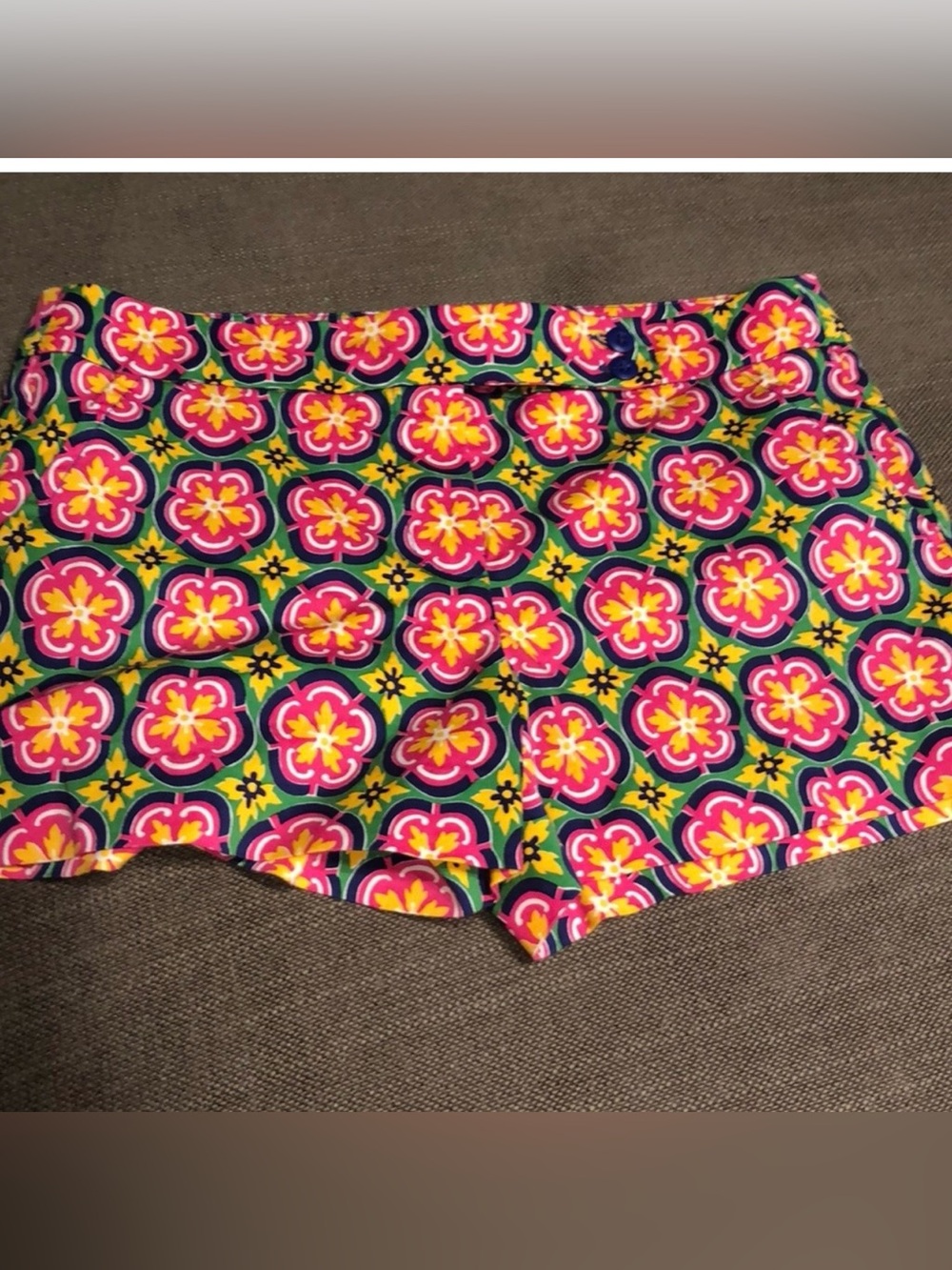 Trina Turk Bright Floral Mosaic Shorts in Pink, Yellow & Blue